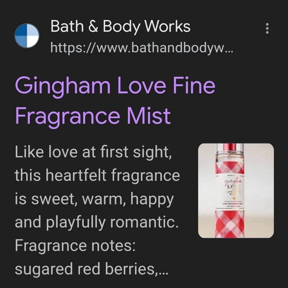 Bath & Body Works GINGHAM LOVE Fine Fragrance Body Mist NEW MSRP $17.95